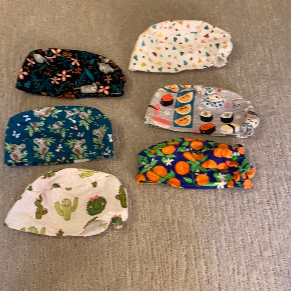 Six scrub caps worn once